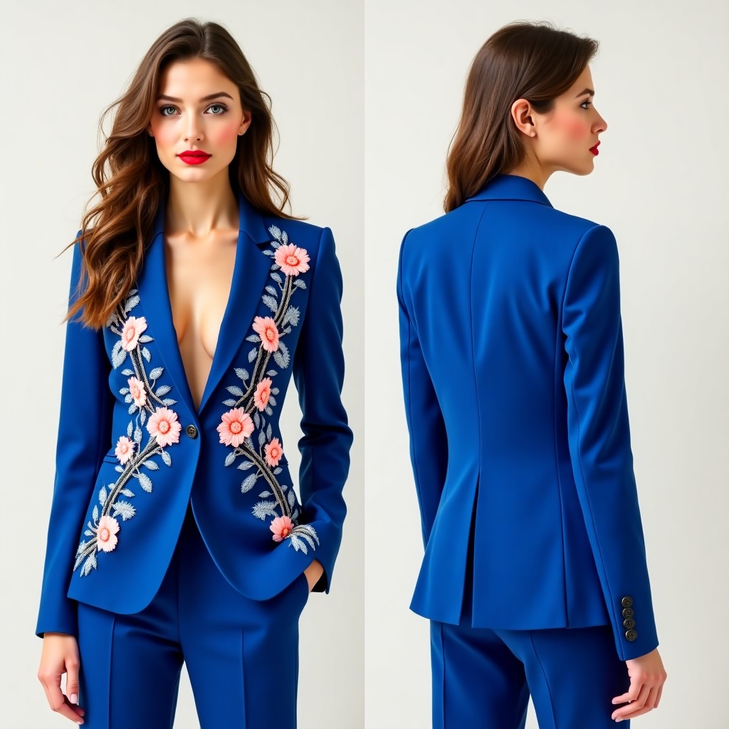 Modern Floral Panel Embroidered Jacket