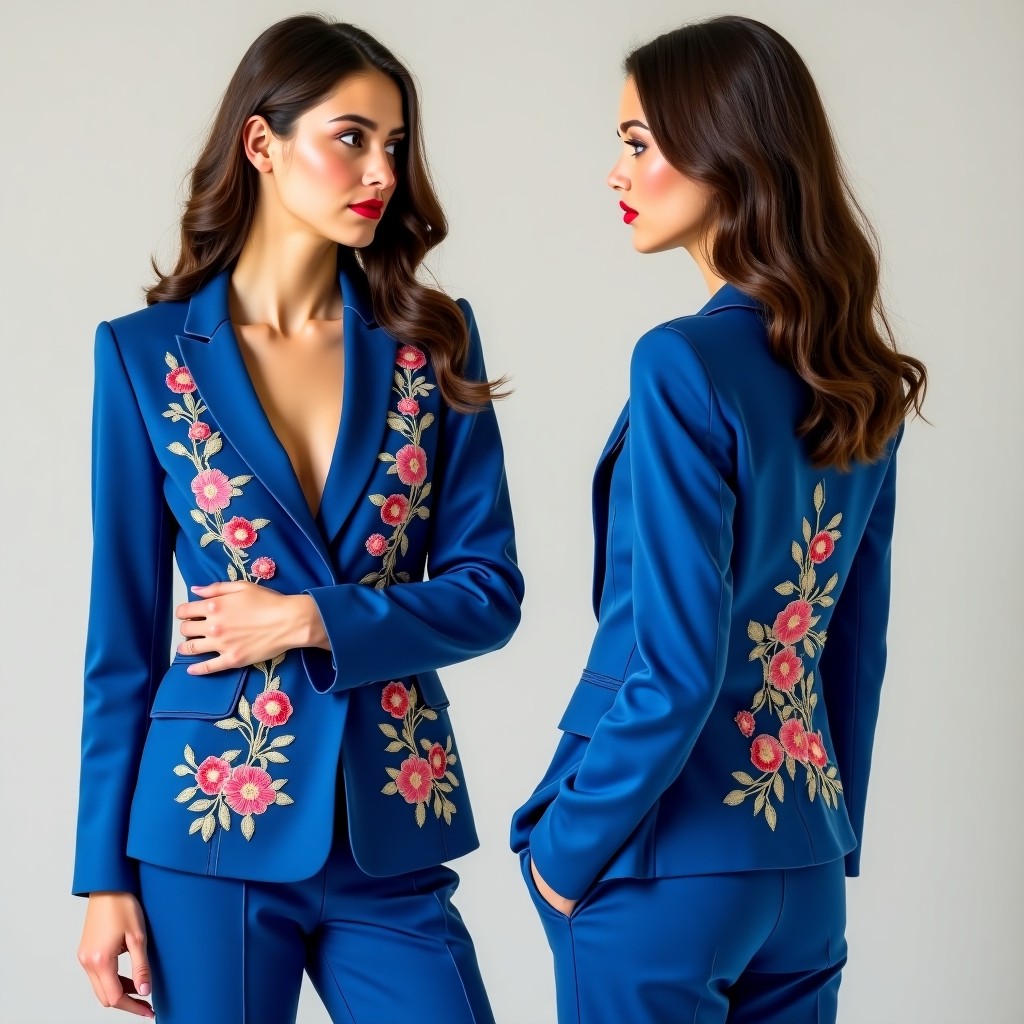 Premium Floral Outline Embroidered Jacket