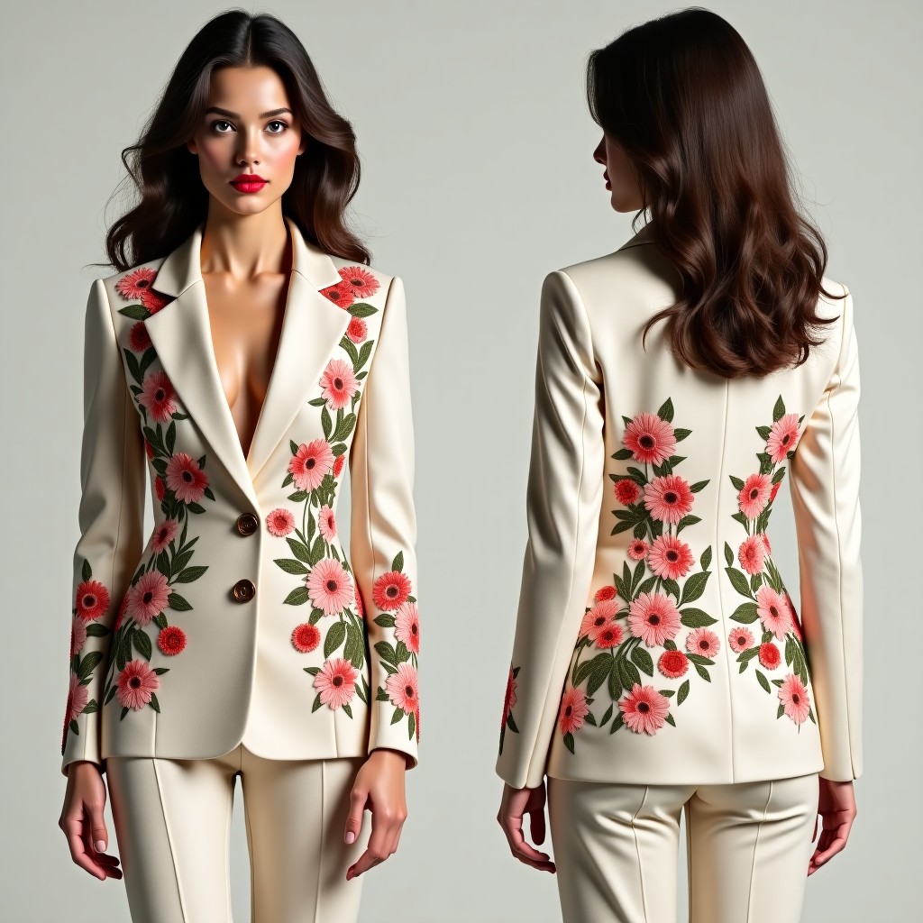 Elegant Botanical Embroidered Jacket