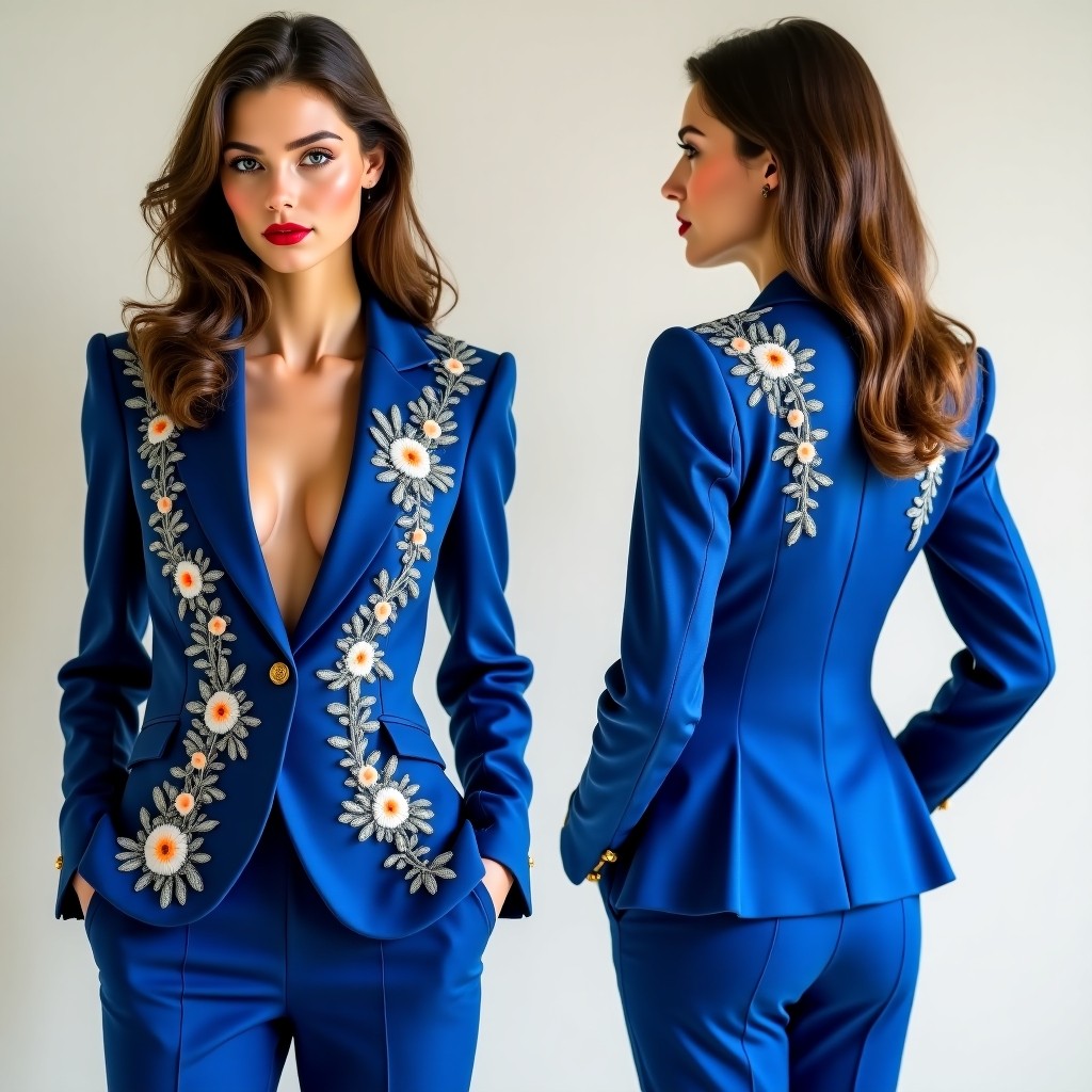 Sophisticated Leaf Embroidered Jacket