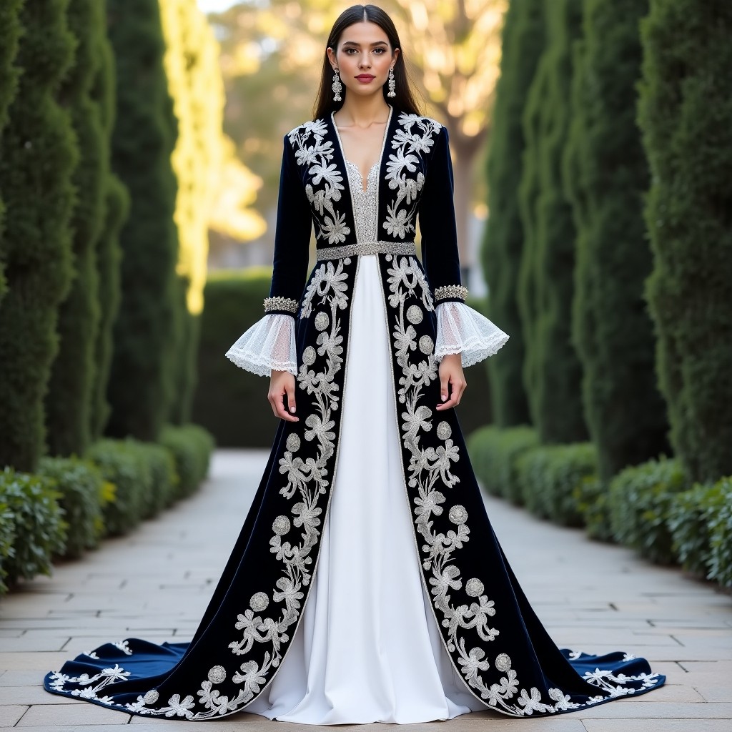 Elegant Moroccan Garden Scroll Dress