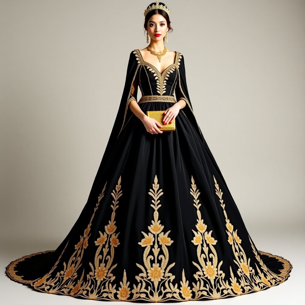 Luxurious Macedonian Floral Folk Gown