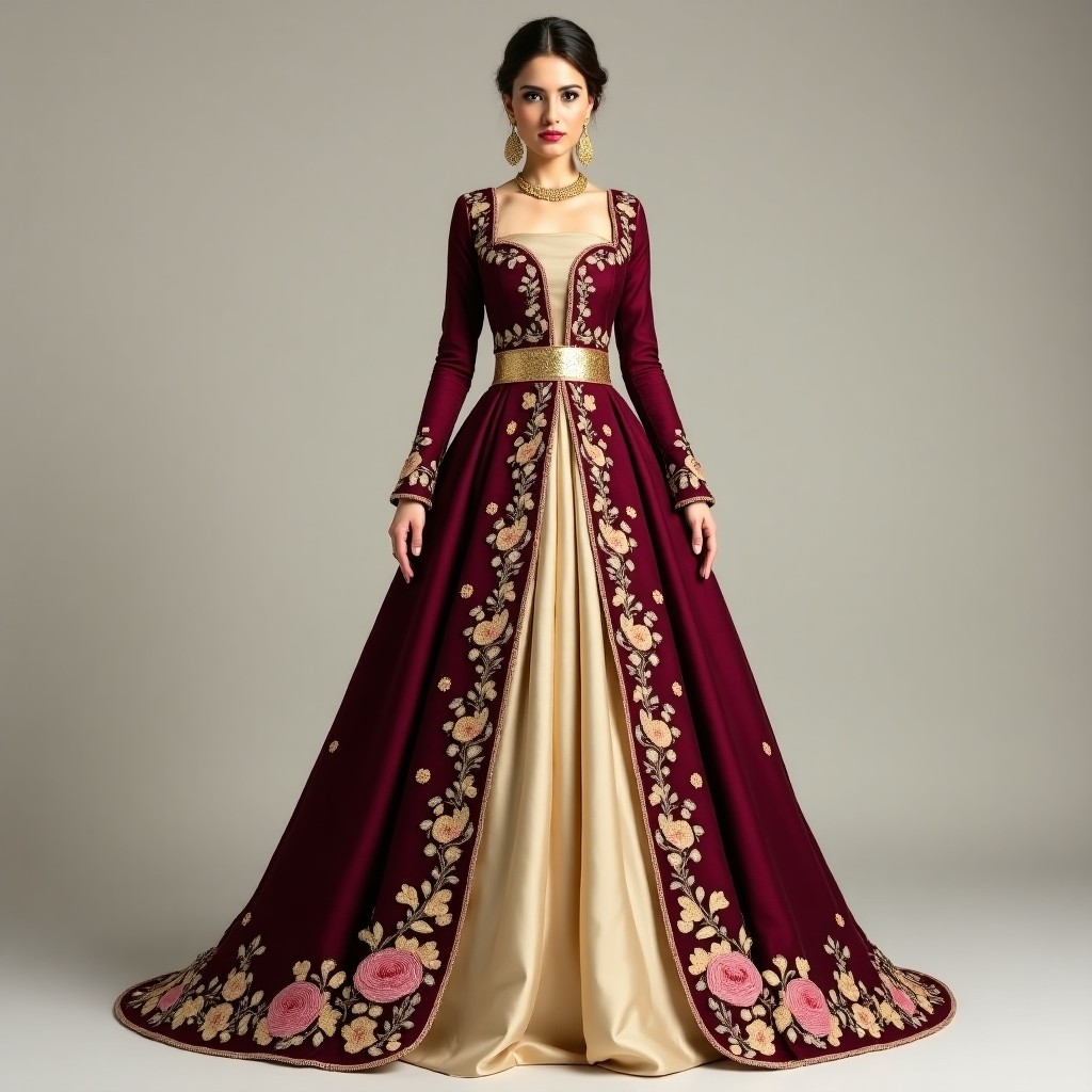 Exquisite Macedonian Vine Floral Dress