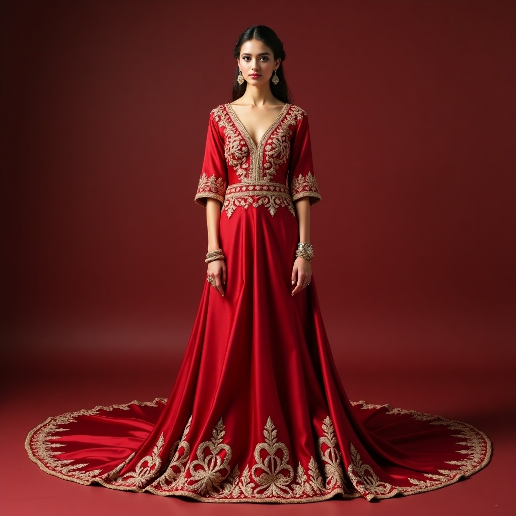 Luxurious Macedonian Floral Border Dress