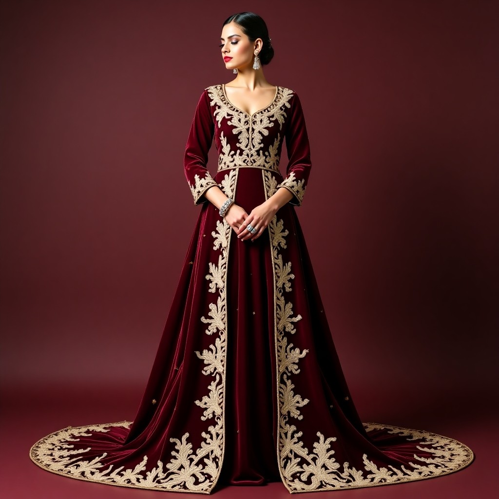 Elegant Macedonian Floral Scroll Dress