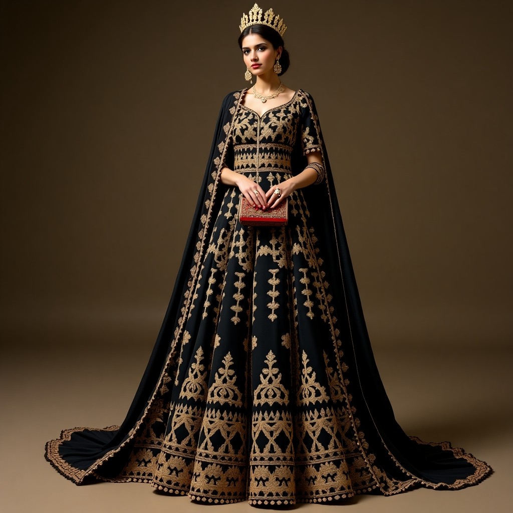 Refined Macedonian Floral Heritage Gown