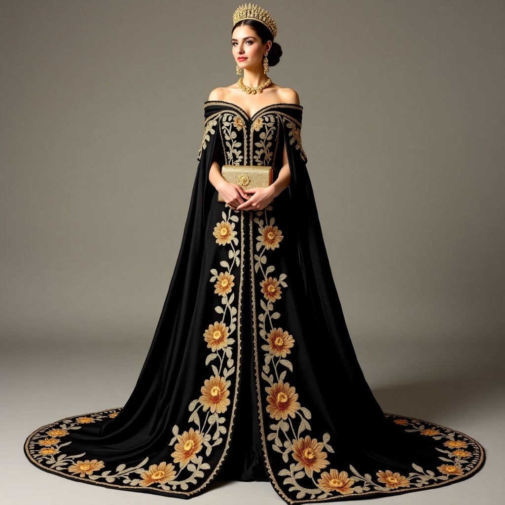 Elegant Macedonian Garden Floral Dress