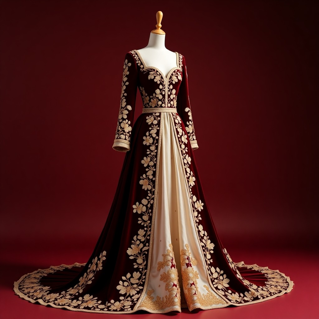 Exquisite Macedonian Floral Garden Gown