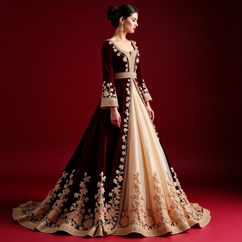 Grand Macedonian Floral Ornament Gown
