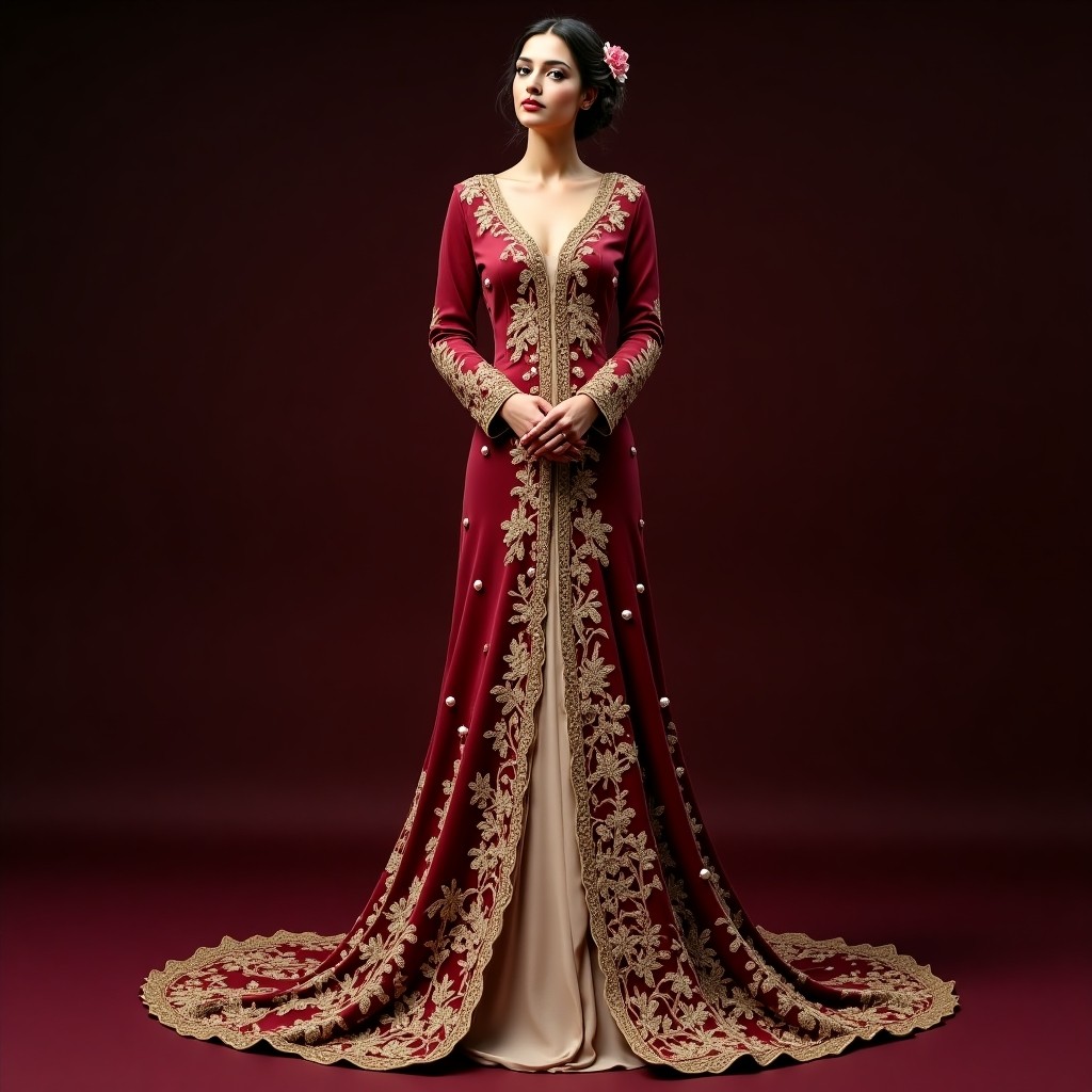 Regal Macedonian Floral Garden Gown