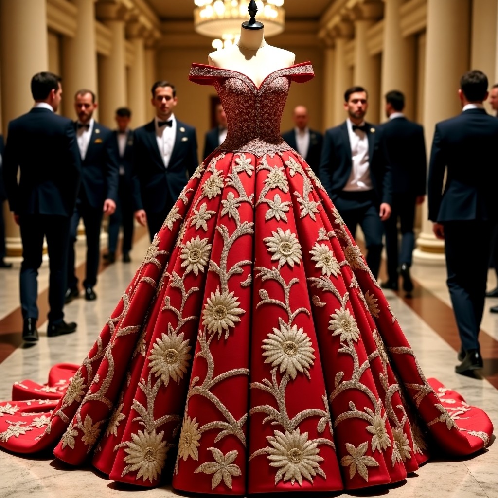 Majestic Floral Scrollwork Ball Gown