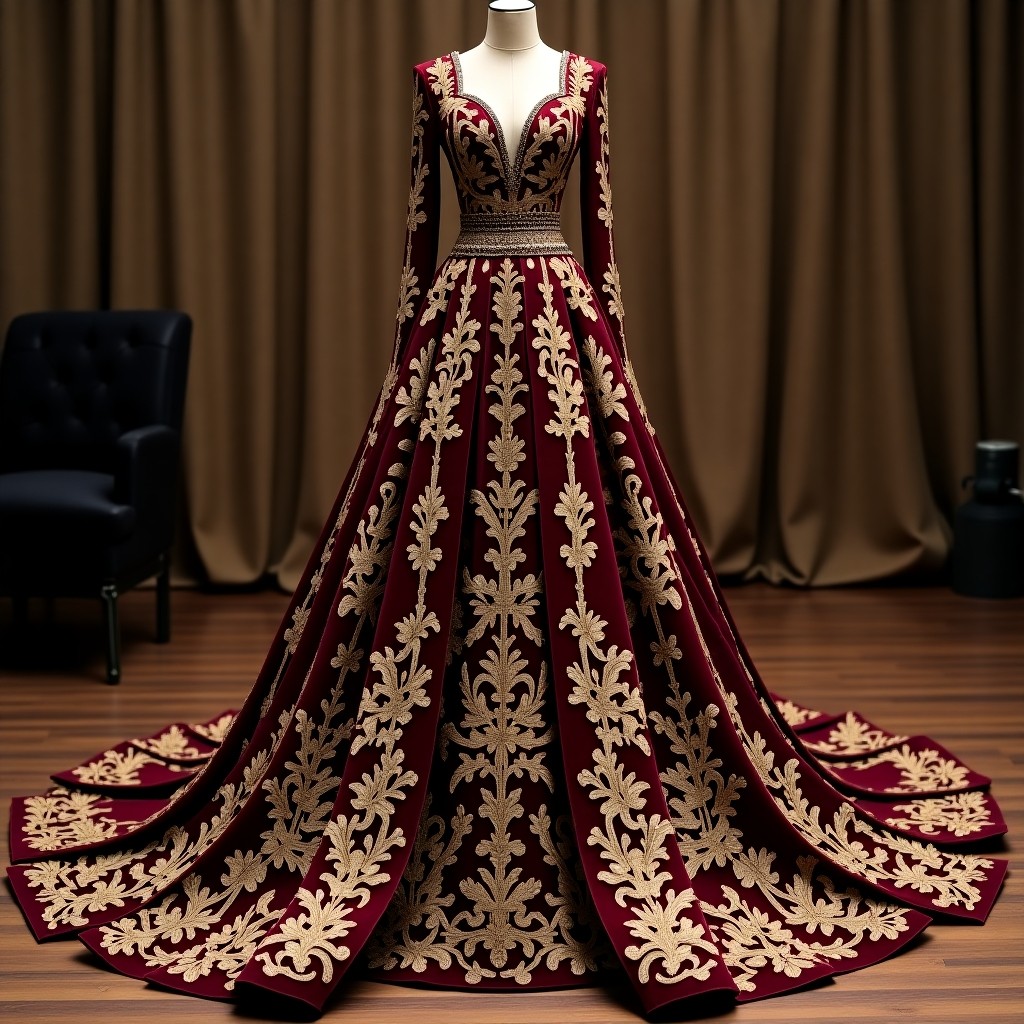 Elegant Floral Filigree Ball Gown