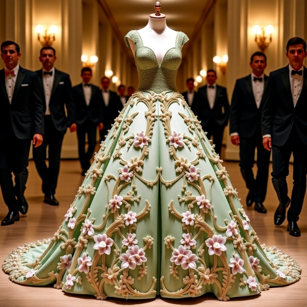 Luxurious Floral Emblem Embroidered Ball Gown