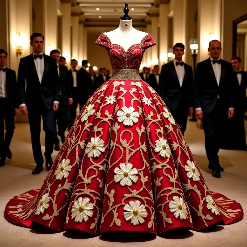 Sophisticated Floral Tapestry Ball Gown