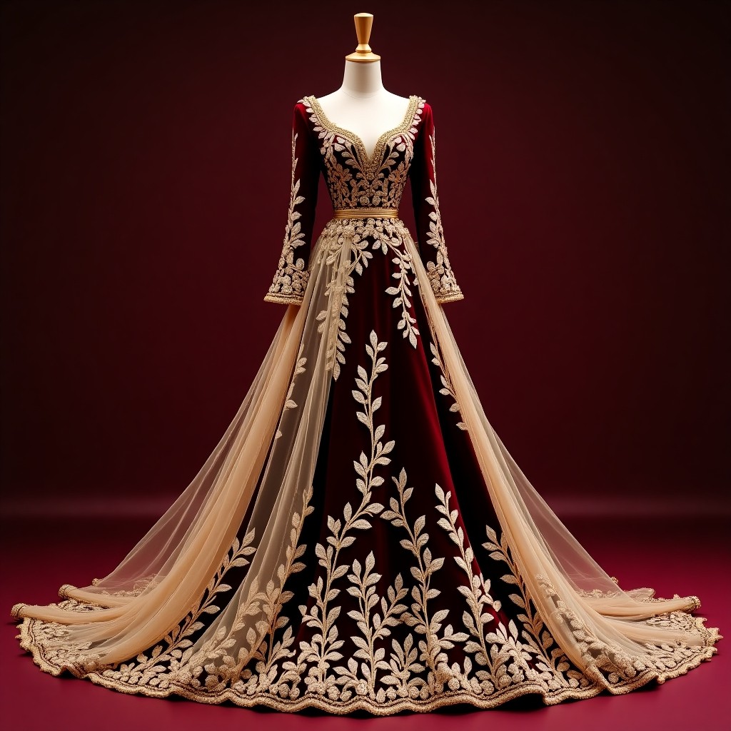 Royal Bloom Embroidered Couture Ball Gown