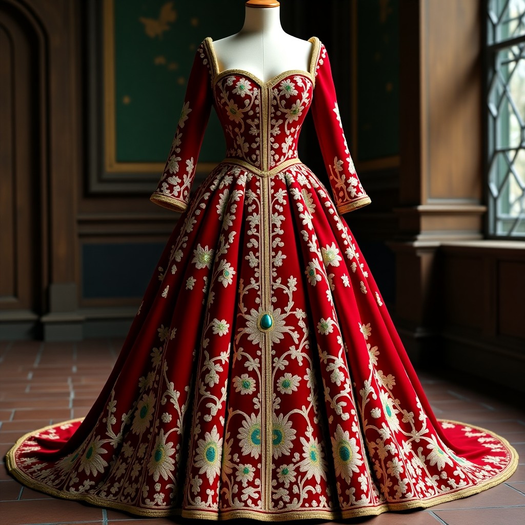 Elegant Floral Medallion Couture Gown