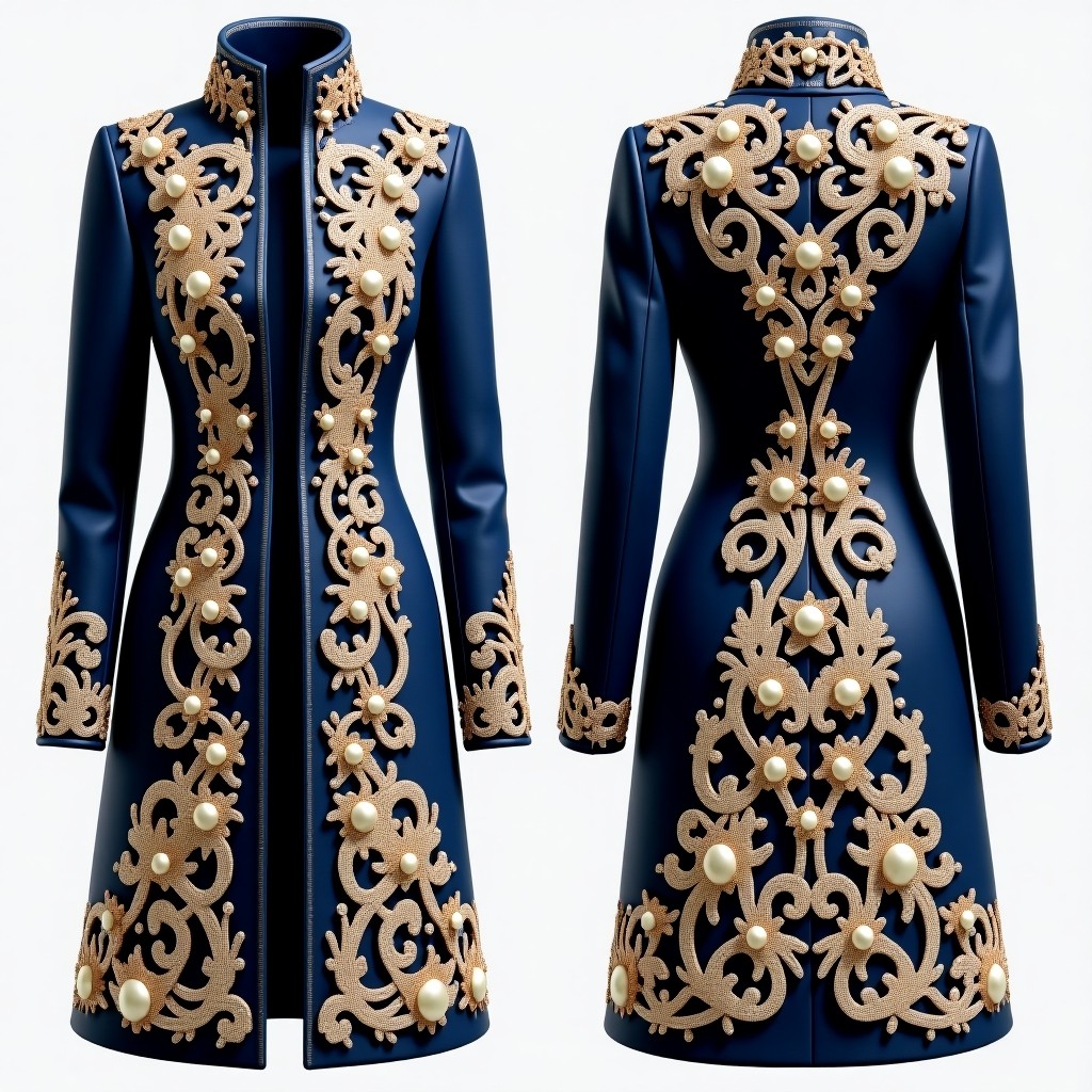 Women's Jacket with Intricate Floral Sleeve Embroidery