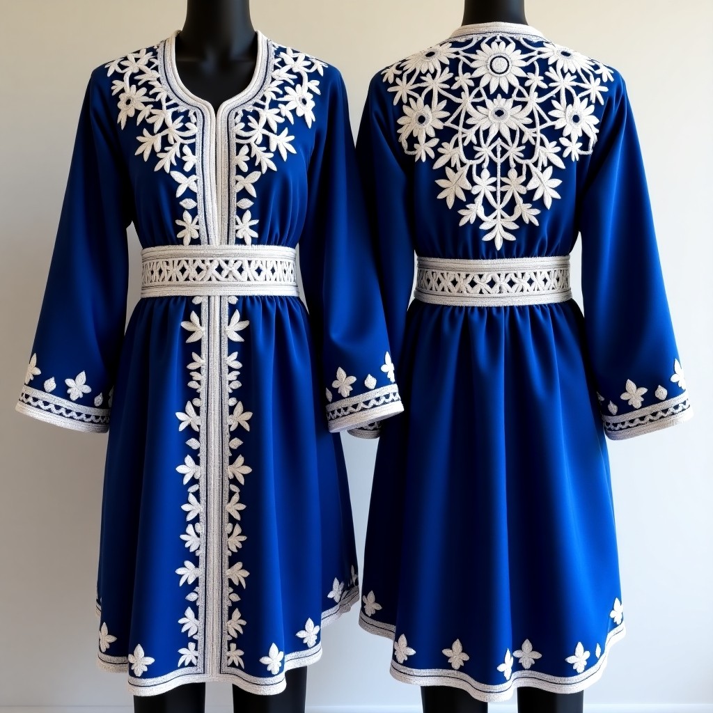 Women's Designer Long Jacket with Embroidered Vine Patterns