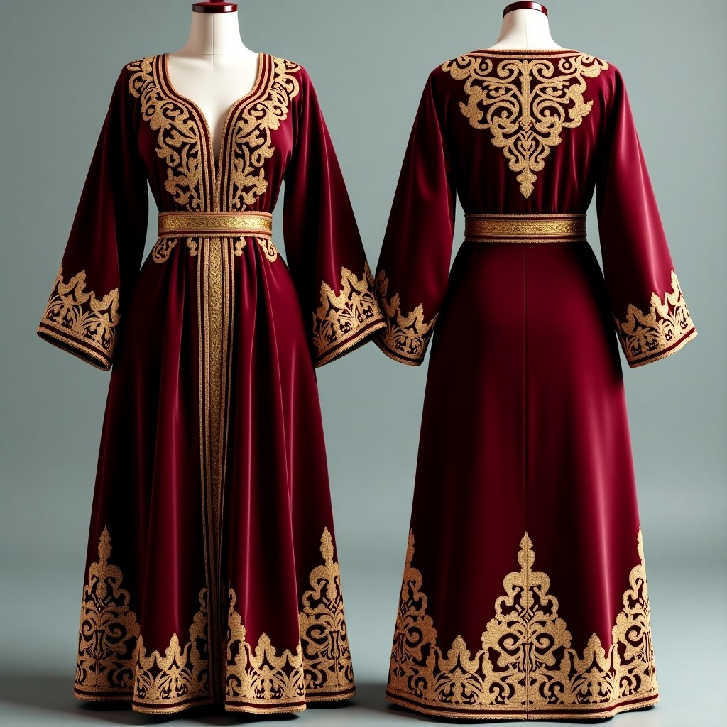 Women's Long Jacket with Ornate Botanical Motifs